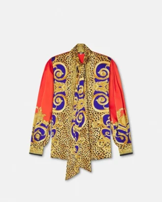 Barocco Silk košile Lavallière s gepardím potiskem