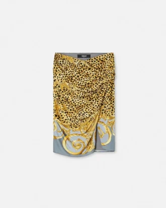 Drapovaná midi sukně Cheetah Foulard