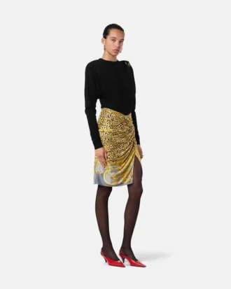Drapovaná midi sukně Cheetah Foulard