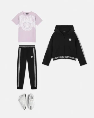 Dětské vyšívané bavlněné jersey tepláky