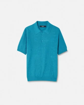 Hedvábně-bavlněné pletené polo tričko