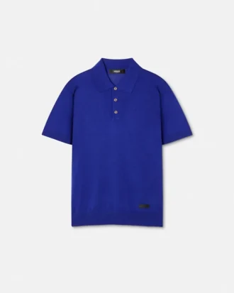Hedvábně-bavlněné pletené polo tričko