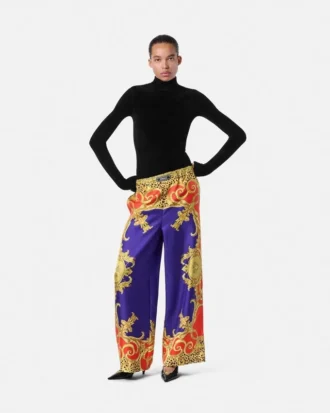 Hedvábné kalhoty Cheetah Barocco Silk