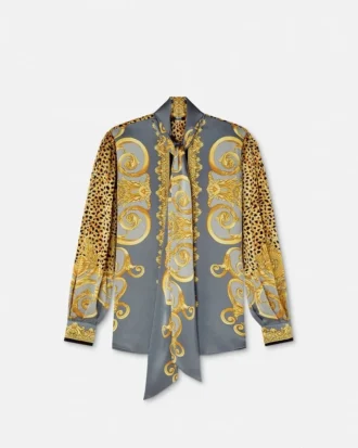 Hedvábná košile Lavallière s gepardím vzorem