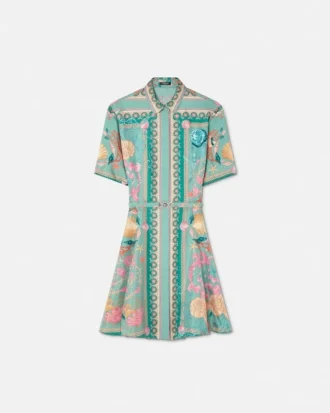 Hedvábné minišaty s potiskem Underwater Barocco Silk