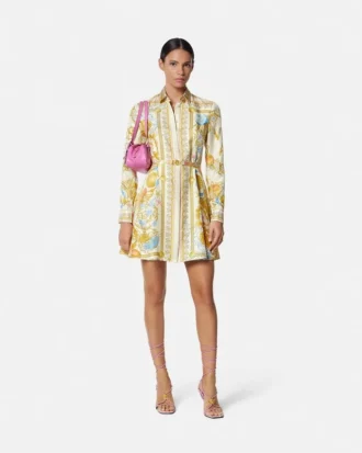 Hedvábné minišaty s potiskem Underwater Barocco Silk
