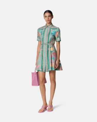 Hedvábné minišaty s potiskem Underwater Barocco Silk