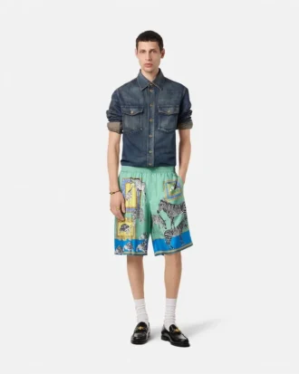 Hedvábné šortky Versace Safari