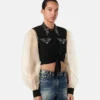 Krátká halenka s cvočky z georgette Krátká halenka s cvočky z georgette
