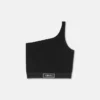 Krátký top s jedním ramenem z viskózové směsi Krátký top s jedním ramenem z viskózové směsi