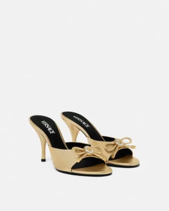 Opera Bow Metallic Mules 85 mm