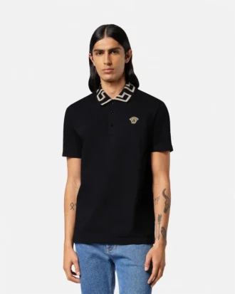 Vyšívané bavlněné polo tričko Vyšívané bavlněné polo tričko