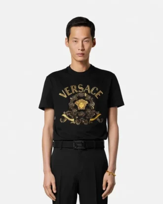 Vyšívané bavlněné tričko slim fit