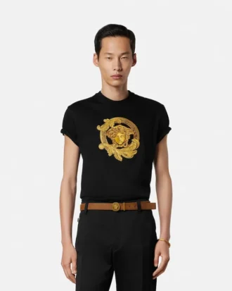 Vyšívané bavlněné tričko slim fit