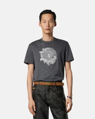Vyšívané bavlněné tričko slim fit