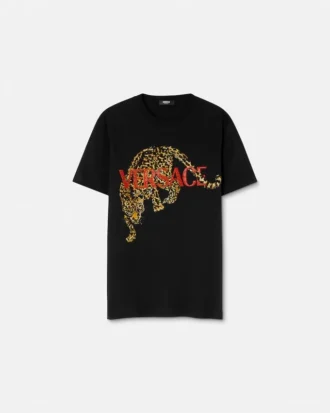 Vyšívané tričko Versace Leopard