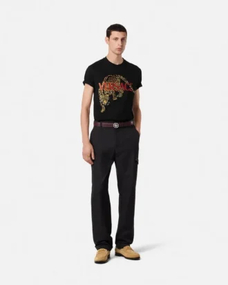 Vyšívané tričko Versace Leopard
