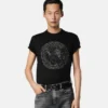 Zdobené bavlněné tričko slim fit